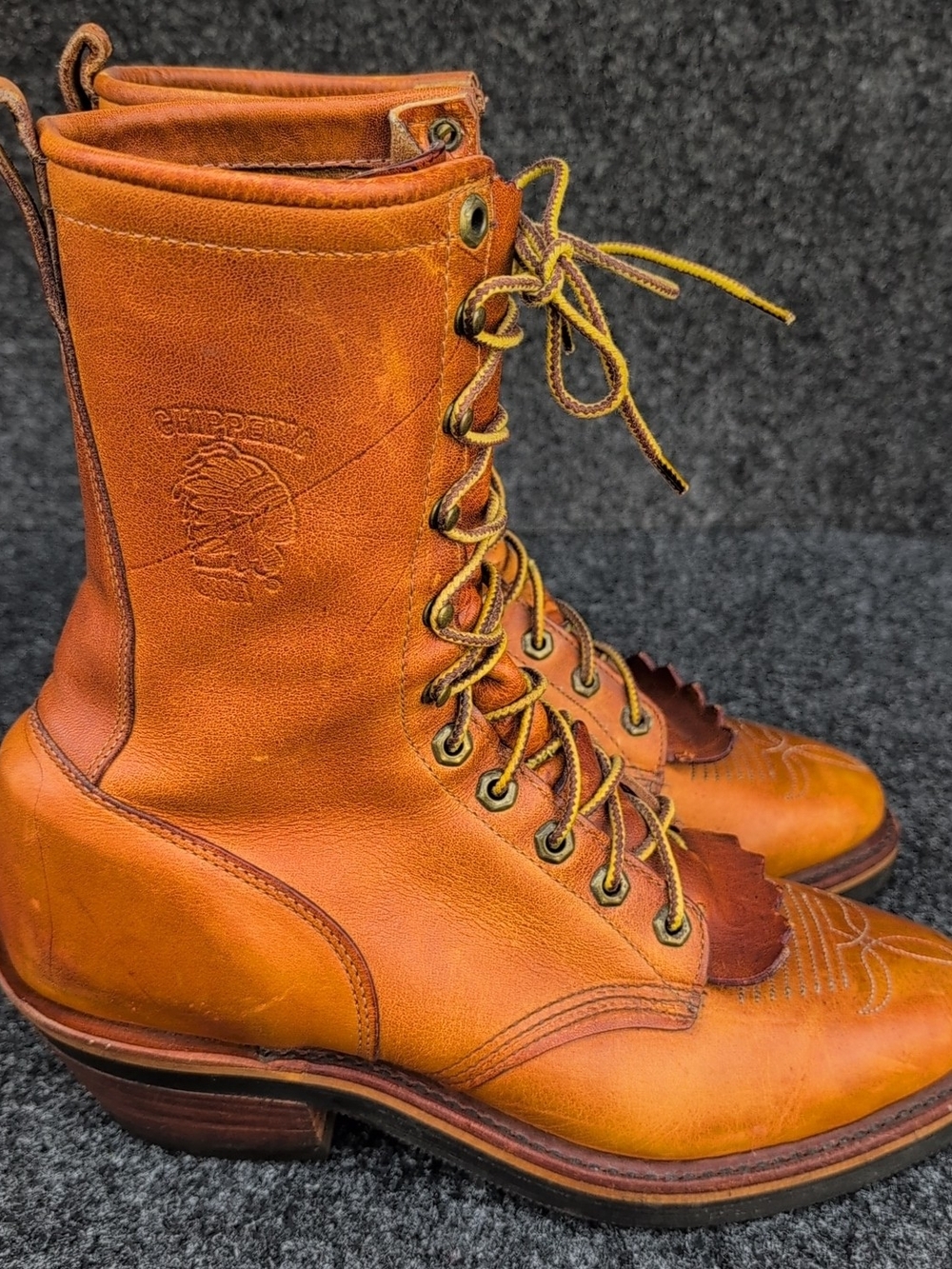 Vtg Chippewa Midwestern Packer Boots Mens 9.5D Brown Leather Logger Workwear USA - Picture 9 of 16